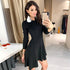 Women Long Sleeve Sweater Dress Women's Irregular Hem Casual Autumn Winter Dress Women O-neck A Line Short Mini Knitted Dresses - menochic